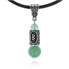 Кулон-амулет с руной Беркана (Достижения, любовь, рост, изобилие), нефрит KULS020