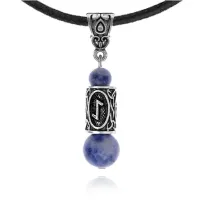 Кулон-амулет с руной Эйваз (Устранение любых препятствий), содалит KULS021