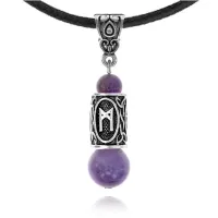 Кулон-амулет с руной Манназ (Положение, связи, отношения), аметист KULS022