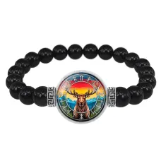 Браслет из черного агата Славянский Тотемный Годослов - Темный Сох BSBA-264