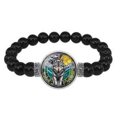 Браслет из черного агата Славянский Тотемный Годослов - Притаившийся Лют BSBA-266