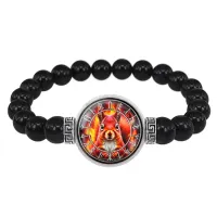 Браслет из черного агата Славянский Тотемный Годослов - Огненная Векша BSBA-267
