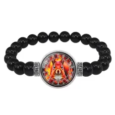 Браслет из черного агата Славянский Тотемный Годослов - Огненная Векша BSBA-267