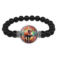 Браслет из черного агата Славянский Тотемный Годослов - Дикий Вепрь BSBA-270