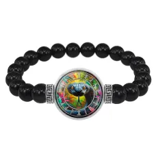 Браслет из черного агата Славянский Тотемный Годослов - Шипящий Уж BSBA-272