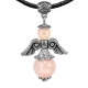 Талисман Ангел-хранитель с натуральным камнем розовый кварц 3,5 см AH006-S