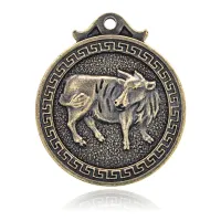 Подвеска для кулона или брелка Восточный гороскоп - Бык. d.3см BJK182-02