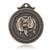 Подвеска для кулона или брелка Восточный гороскоп - Свинья, d.3см BJK182-12