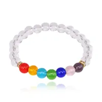 Браслет из стекла, 8мм, цвет белый BJBS-203-4