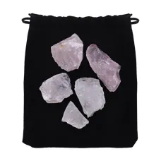 Набор из 5 натуральных камней в мешочке, розовый кварц STK002-02
