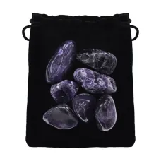 Набор из 7 гладких натуральных камней в мешочке, аметист STK003-03