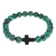 Христианский браслет Крест с синт.камнем Малахит 8мм BSHE-12-12