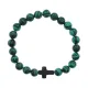 Христианский браслет Крест с синт.камнем Малахит 8мм BSHE-12-12