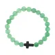 Христианский браслет Крест с нат.камнем Нефрит 8мм BSHE-12-13