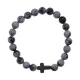 Христианский браслет Крест с нат.камнем Снежный обсидиан 8мм BSHE-12-14