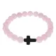 Христианский браслет Крест с нат.камнем Розовый кварц 8мм BSHE-12-15