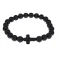Христианский браслет Крест с синт.камнем Шунгит 8мм BSHE-12-24