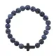 Христианский браслет Крест с нат.камнем синий Африканский агат 8мм BSHE-12-27