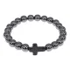 Христианский браслет Крест с синт.камнем Гематит (не магнит.) 8мм BSHE-12-28