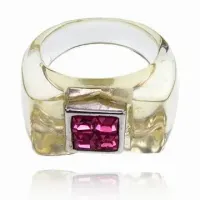 Кольцо пластик со стразами, размер 18 UC116-18