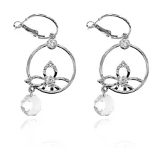 Серьги Трехлистник с прозрачным кристаллом UD082-W