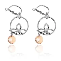 Серьги Трехлистник с кристаллом янтарного цвета UD082-Y