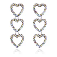 Серьги Три сердца со стразами UD084