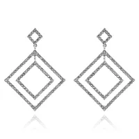Серьги Три ромба со стразами UD088