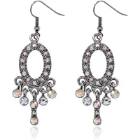 Серьги Овал со стразами UD089