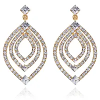 Серьги Лист со стразами, цвет золотой UD090-g