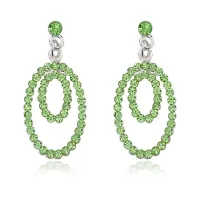 Серьги Овал со стразами, цвет зеленый UD101