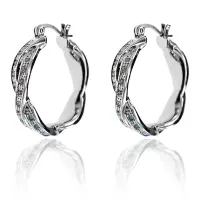 Серьги Кольцо со стразами, цвет серебряный UD108-s