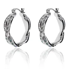 Серьги Кольцо со стразами, цвет серебряный UD108-s