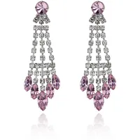 Серьги Люстра со стразами, цвет розовый UD111