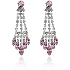 Серьги Люстра со стразами, цвет розовый UD111
