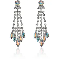 Серьги Люстра со стразами, цвет голубой UD112