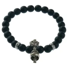 Браслет Ваджра с колоколом, шунгит, 8мм BSDT1-01