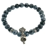 Браслет Ваджра с колоколом, обсидиан. 8мм BSDT1-04