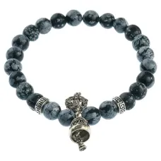 Браслет Ваджра с колоколом, обсидиан. 8мм BSDT1-04