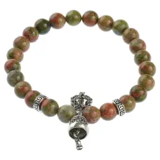 Браслет Ваджра с колоколом, унакит, 8мм BSDT1-06