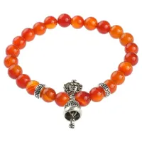 Браслет Ваджра с колоколом, сердолик, 8мм BSDT1-08