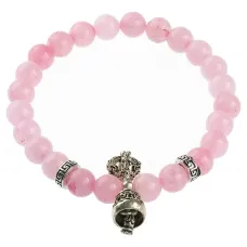 Браслет Ваджра с колоколом, розовый кварц, 8мм BSDT1-10