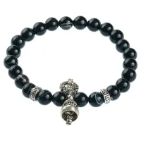 Браслет Ваджра с колоколом, черный агат, 8мм BSDT1-11