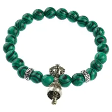 Браслет Ваджра с колоколом, малахит, 8мм BSDT1-14