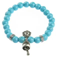 Браслет Ваджра с колоколом, бирюза, 8мм BSDT1-15