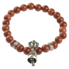 Браслет Ваджра с колоколом, коричневый авантюрин, 8мм BSDT1-19