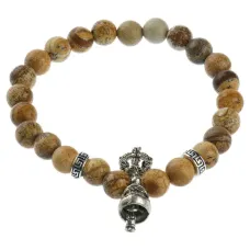 Браслет Ваджра с колоколом, песочная яшма, 8мм BSDT1-21