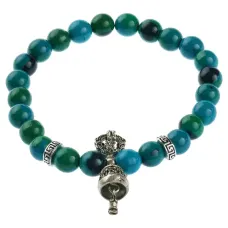 Браслет Ваджра с колоколом, хризоколла, 8мм BSDT1-23