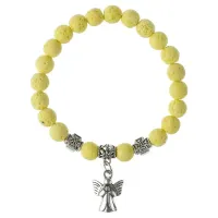 Браслет Спаси и сохрани с Ангелом-хранителем, лава, 8мм, цвет желтый BSV4-04