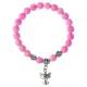Браслет Спаси и сохрани с Ангелом-хранителем, лава, 8мм, цвет розовый BSV4-07